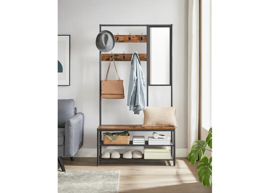 Coat Rack Shoe Bench with Mirror Stylish Storage Solution for Entryway