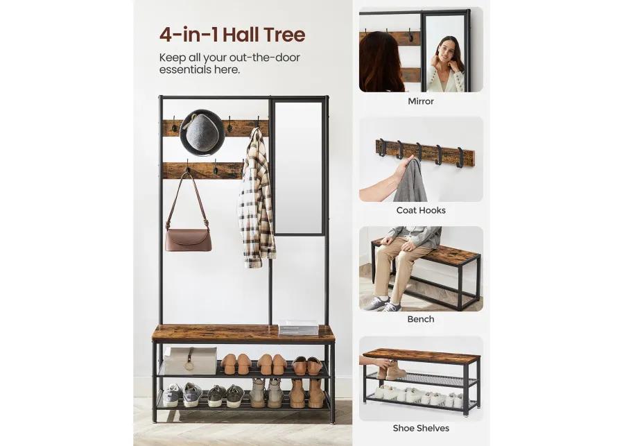 Coat Rack Shoe Bench with Mirror Stylish Storage Solution for Entryway