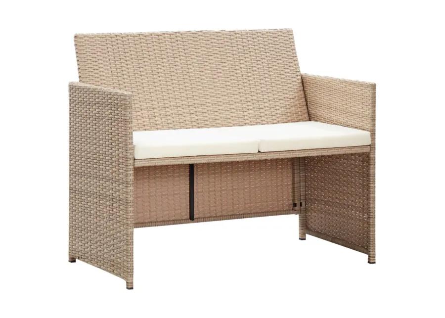 vidaXL 4 Piece Garden Lounge Set with Cushions Beige Poly Rattan