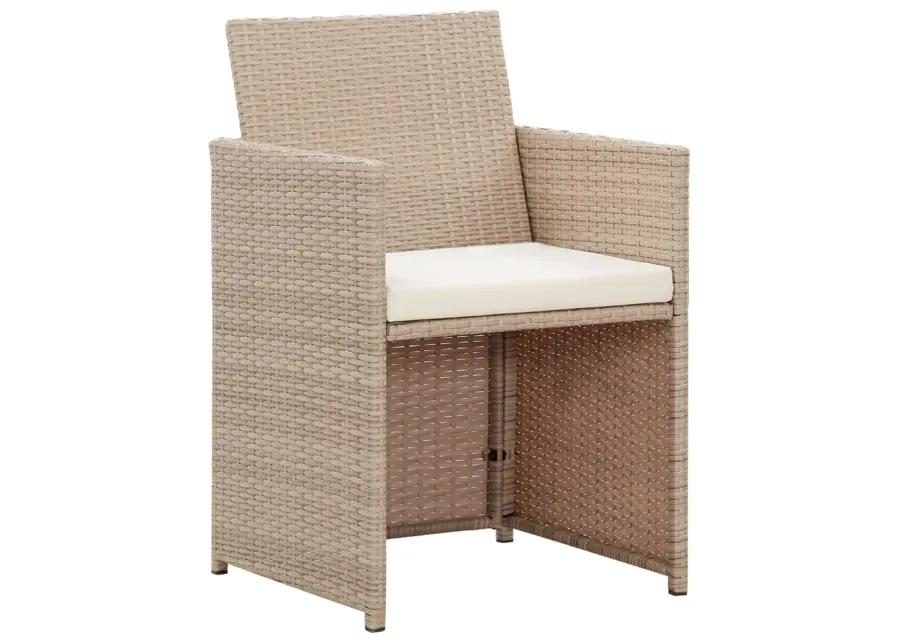 vidaXL 4 Piece Garden Lounge Set with Cushions Beige Poly Rattan