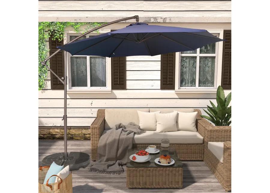 Mondawe 10 Ft Cantilever Patio Offset Umbrella Upgrade Crank Hanging Canopy Umbrella With LED Lamp Bead