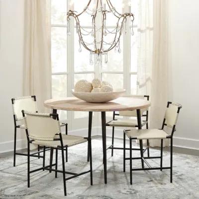 Asher Leather Dining Chair in White