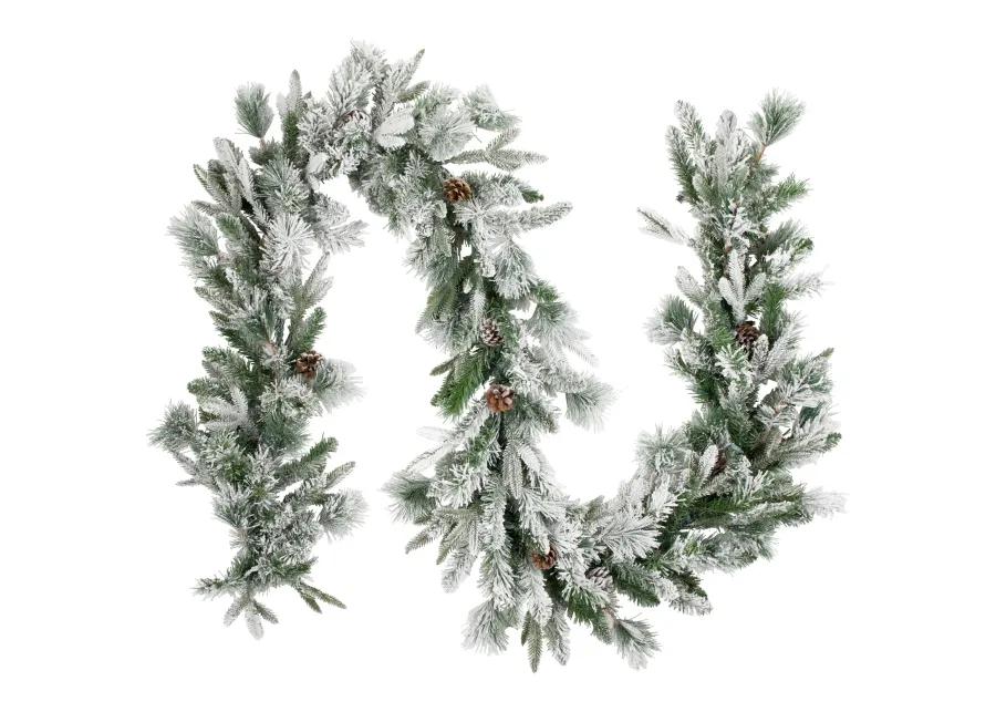 9' x 14" Flocked Rosemary Emerald Angel Pine Artificial Christmas Garland - Unlit