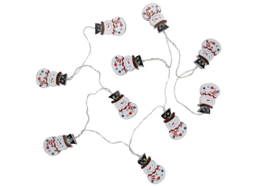 10ct Snowmen with Top Hats LED Christmas Lights - 4.5 ft Clear Wire