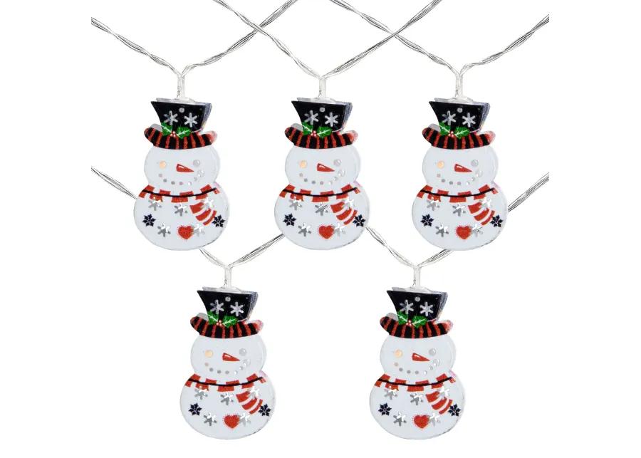 10ct Snowmen with Top Hats LED Christmas Lights - 4.5 ft Clear Wire