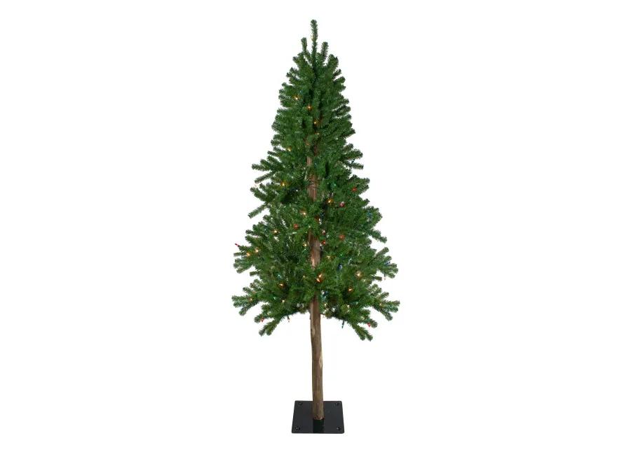 7' Pre-Lit Alpine Artificial Christmas Tree - Multi Lights