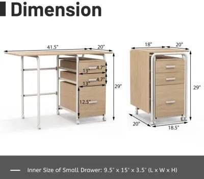 Folding Computer Laptop Desk Wheeled Home Office Furniture