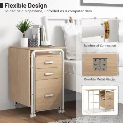 Folding Computer Laptop Desk Wheeled Home Office Furniture