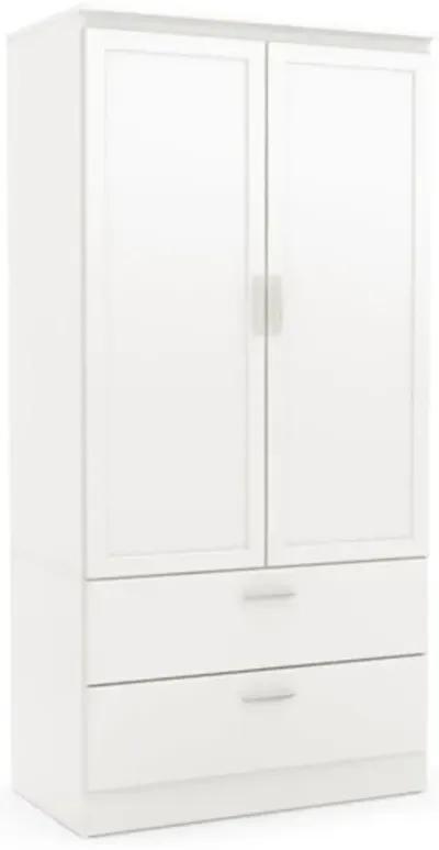 White Armoire Bedroom Clothes Storage Wardrobe Cabinet with 2 Drawers