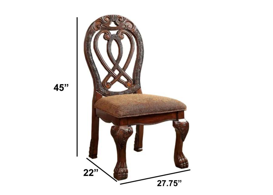 Wyndmere Traditional Side Chair, Cherry Finish, Set of 2-Benzara