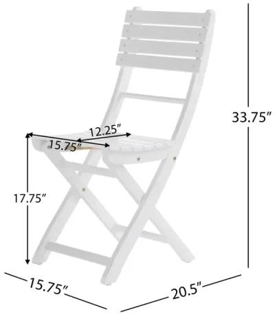 Cami Outdoor Foldable Dining Chair Set of 2, Slatted, X Legs, White - Benzara