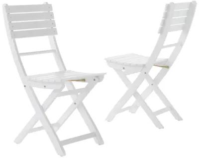 Cami Outdoor Foldable Dining Chair Set of 2, Slatted, X Legs, White - Benzara