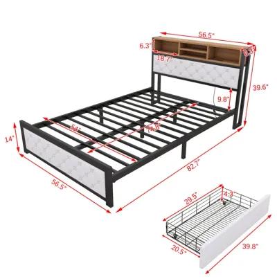 Merax Metal Frame Platform Bed With 4 Drawers