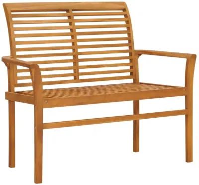 vidaXL Patio Bench in Solid Teak Wood with Comfortable Green Cushion, 44.1 Inches Wide - Perfect for Garden, Patio, and Outdoor Spaces