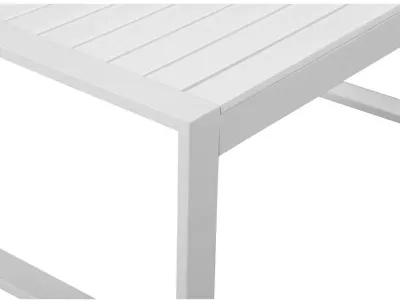 Lark 35 Inch Outdoor Coffee Table, White Aluminum Frame, Polyresin Top-Benzara