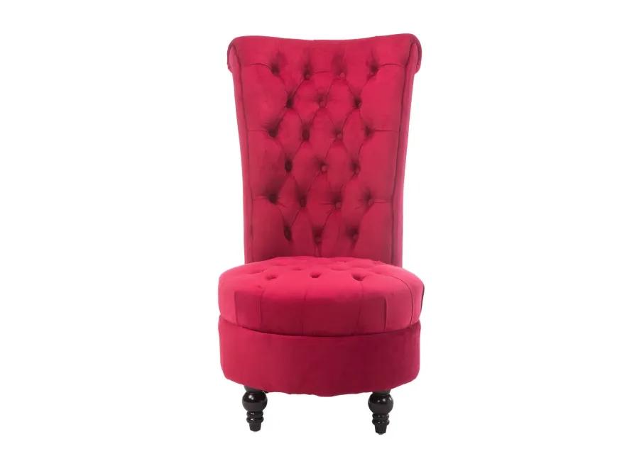 Hivvago Red Tufted High Back Plush Velvet Upholstered Accent Low Profile Chair