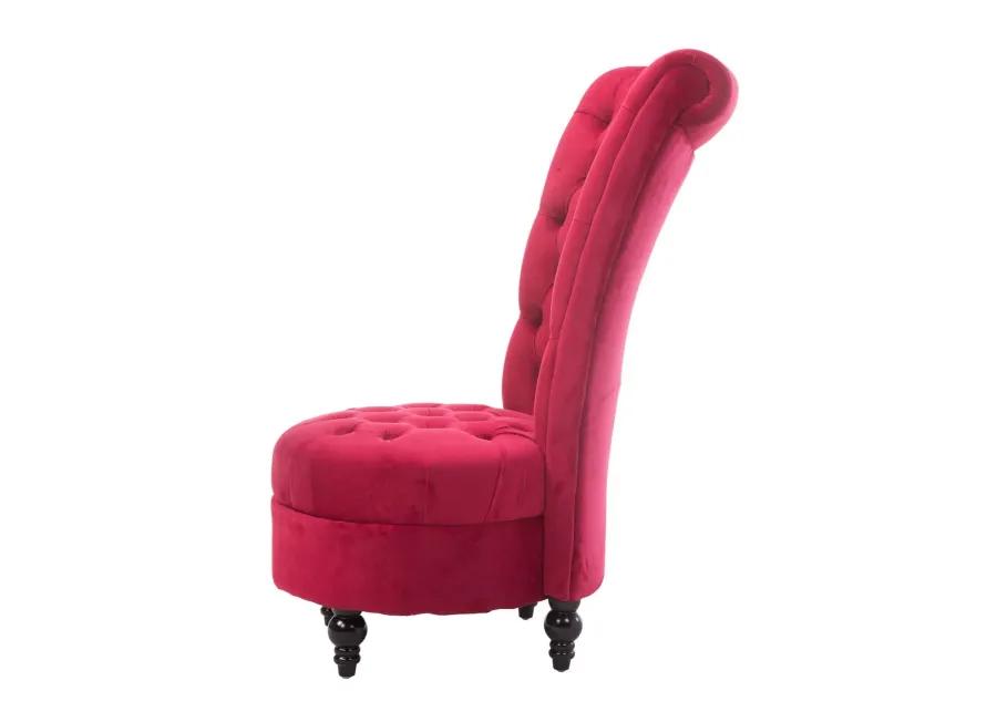 Hivvago Red Tufted High Back Plush Velvet Upholstered Accent Low Profile Chair