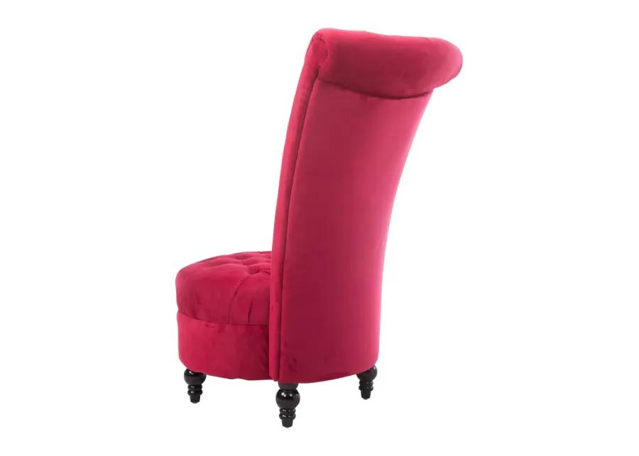 Hivvago Red Tufted High Back Plush Velvet Upholstered Accent Low Profile Chair