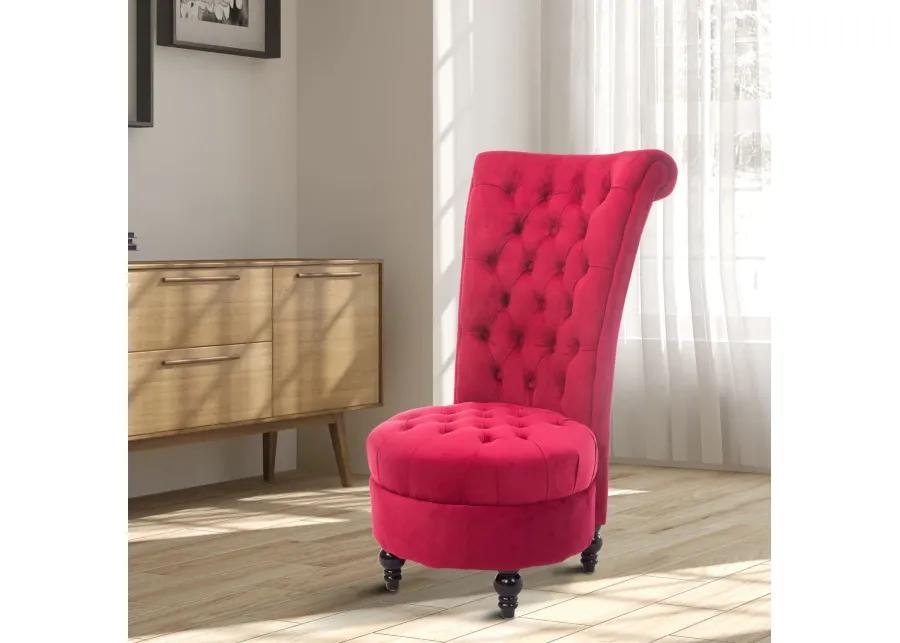 Hivvago Red Tufted High Back Plush Velvet Upholstered Accent Low Profile Chair