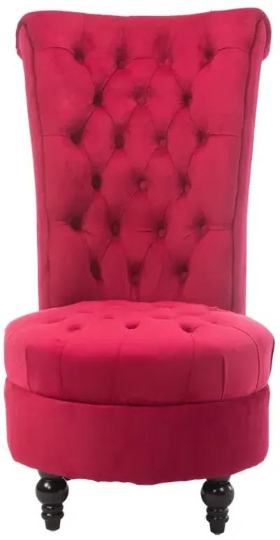 Hivvago Red Tufted High Back Plush Velvet Upholstered Accent Low Profile Chair