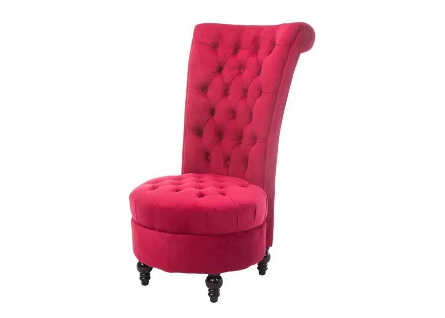 Hivvago Red Tufted High Back Plush Velvet Upholstered Accent Low Profile Chair