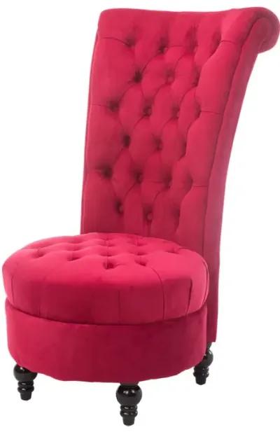 Hivvago Red Tufted High Back Plush Velvet Upholstered Accent Low Profile Chair