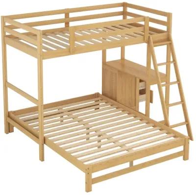 Merax Wood Bunk Bed with Desk and Three Drawers