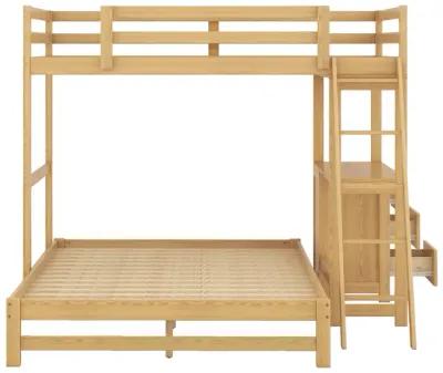 Merax Wood Bunk Bed with Desk and Three Drawers