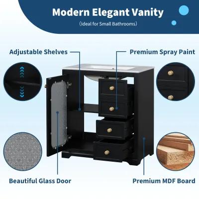 Merax Bathroom Vanity Cabinet with A Glass Door