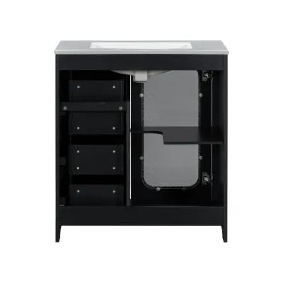 Merax Bathroom Vanity Cabinet with A Glass Door