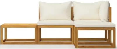 vidaXL 4 Piece Garden Lounge Set with Cushion Cream Solid Acacia Wood