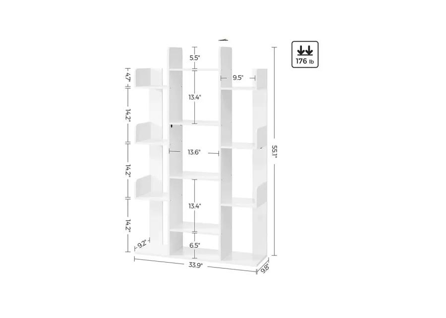 Charming Tree Bookcase with Rounded Corners and 13 Storage Shelves