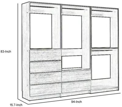 Dee Modular Closet System, Freestanding, 4 Clothing Racks, 6 Drawers, Oak  - Benzara