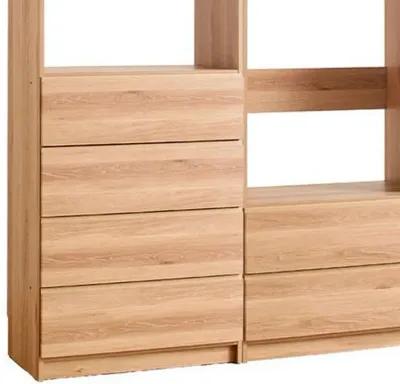 Dee Modular Closet System, Freestanding, 4 Clothing Racks, 6 Drawers, Oak  - Benzara