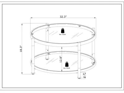 Contemporary Acrylic Coffee Table, Round Tempered Glass Coffee Table, Chrome/Silver Coffee