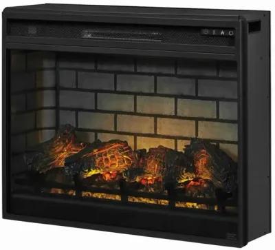 31.25 Inch Metal Fireplace Inset with 7 Level Temperature Setting, Black - Benzara