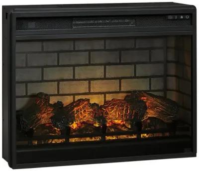 31.25 Inch Metal Fireplace Inset with 7 Level Temperature Setting, Black - Benzara