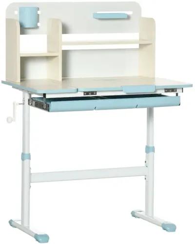 Blue Kids' Workstation: Adjustable Desk Set with Tilt Top & Drawer