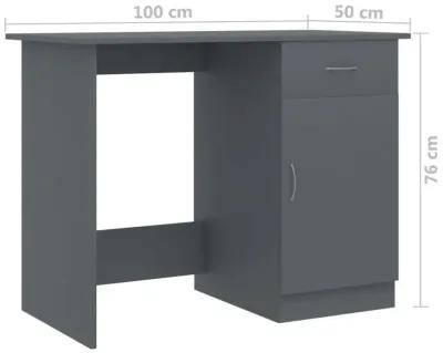 vidaXL Desk Gray 39.4"x19.7"x29.9" Chipboard, 801082