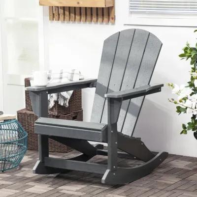 Light Gray Outdoor Seating: HDPE Adirondack Rocking Chair