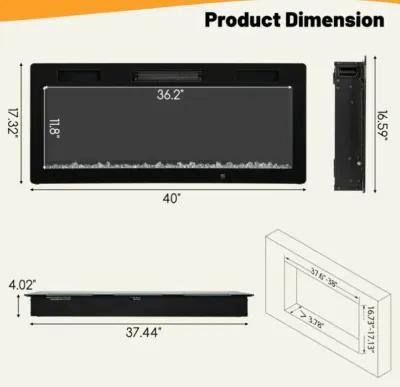 Hivvago Electric Fireplace 40/50/60 Inches Recessed and Wall Mounted