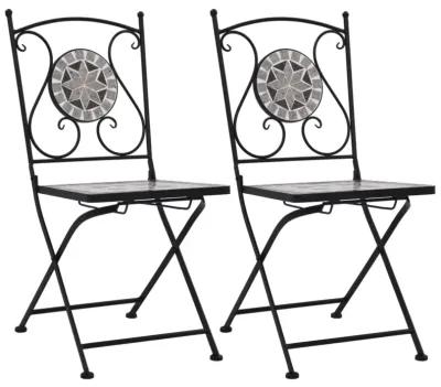 vidaXL Mosaic Bistro Chairs 2 pcs Gray