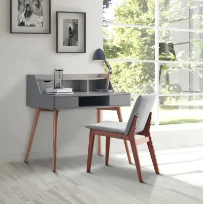 Teamson Home Creativo Wooden Writing Desk with Storage, Light Gray/Natural