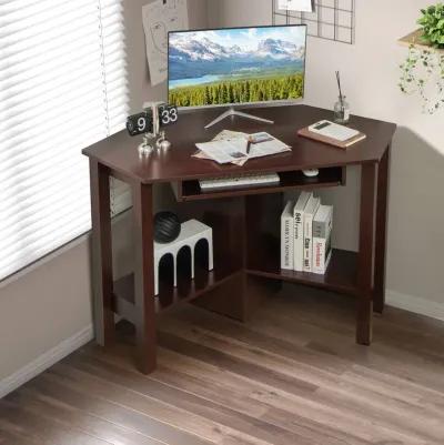 Wooden Study Computer Corner Desk with Drawer-