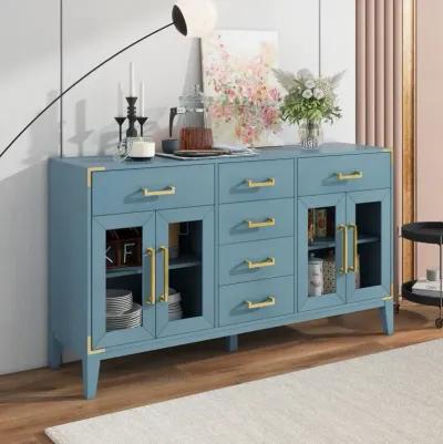 6-drawer 2-cabinet sideboard in antique blue