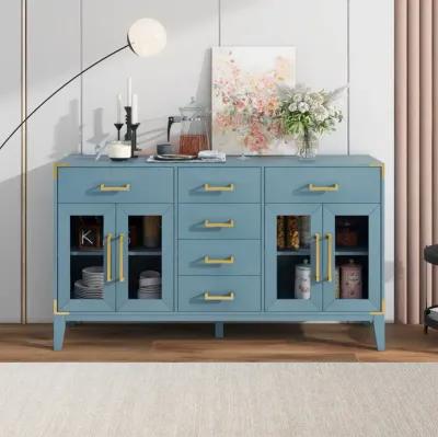 6-drawer 2-cabinet sideboard in antique blue