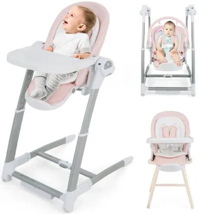 Baby Folding High Chair with 8 Adjustable Heights and 5 Recline Backrest