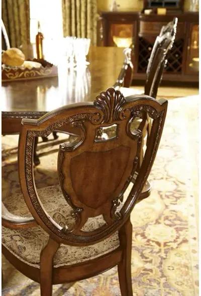 Old World Shield Back Arm Chair with Fabric Seat (Set of 2)