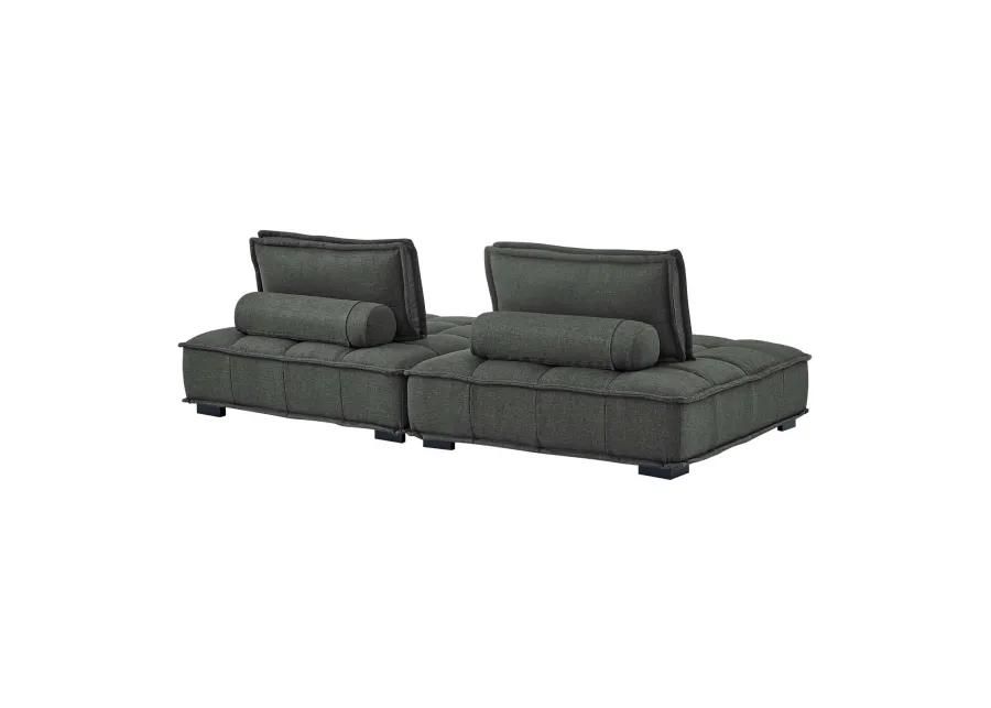 Saunter Tufted Fabric 2-Piece Loveseat Gray