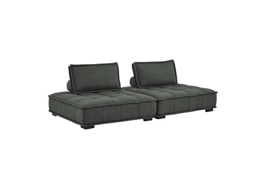 Saunter Tufted Fabric 2-Piece Loveseat Gray